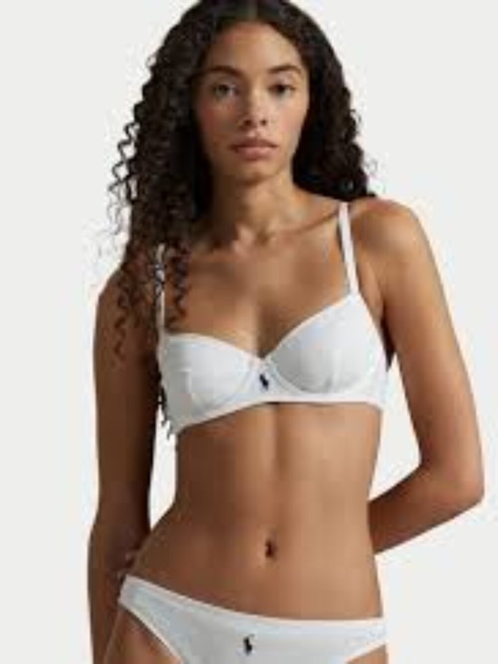 Polo RALPH LAUREN Modern Rib Demi Bra White Cloud Orig $78 Size 34 D NWT